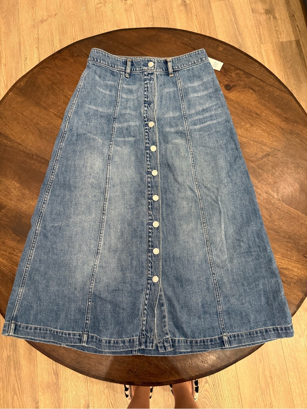 Gap Seamed Denim Button Skirt NWT